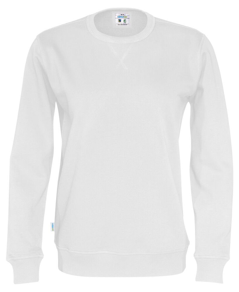 SWEATER CREW NECK UNISEX - GOTS GECERTIFICEERD — Wit