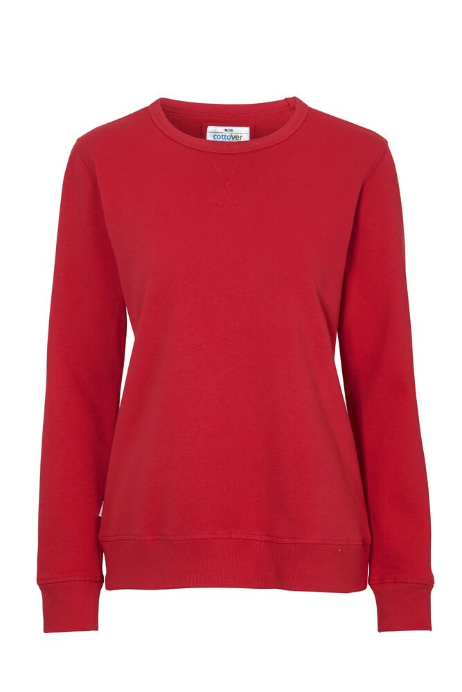 SWEATER CREW NECK LADY - GOTS GECERTIFICEERD — Rood