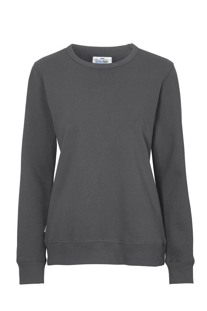 SWEATER CREW NECK LADY - GOTS GECERTIFICEERD — Antraciet