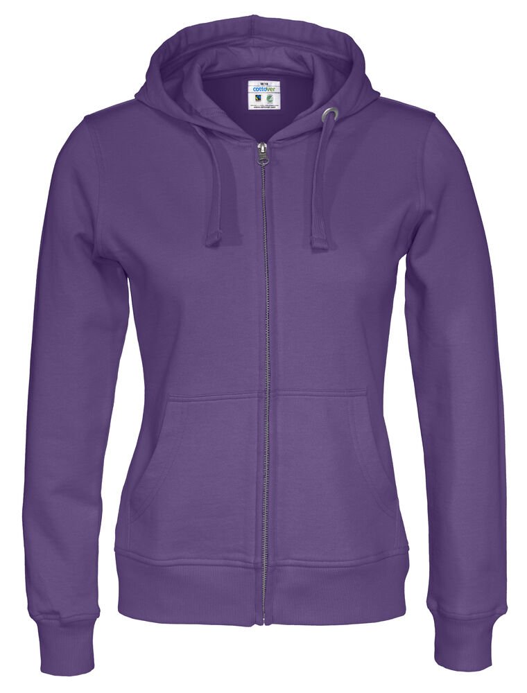 HOODIE FULL ZIP LADY - GOTS GECERTIFICEERD — Paars