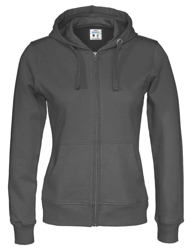 HOODIE FULL ZIP LADY - GOTS GECERTIFICEERD — Antraciet