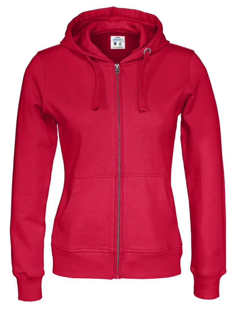 HOODIE FULL ZIP LADY - GOTS GECERTIFICEERD — Rood