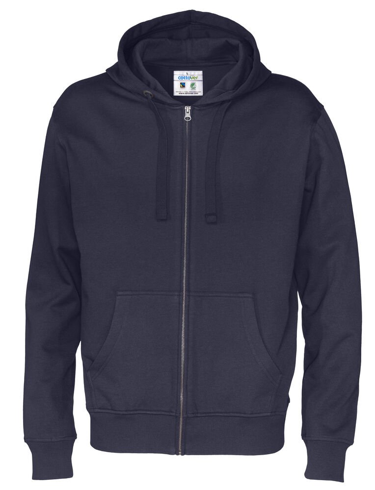 HOODIE FULL ZIP MAN - GOTS GECERTIFICEERD — Marine