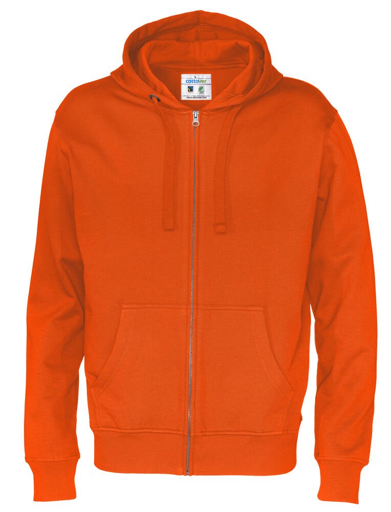 HOODIE FULL ZIP MAN - GOTS GECERTIFICEERD — Oranje