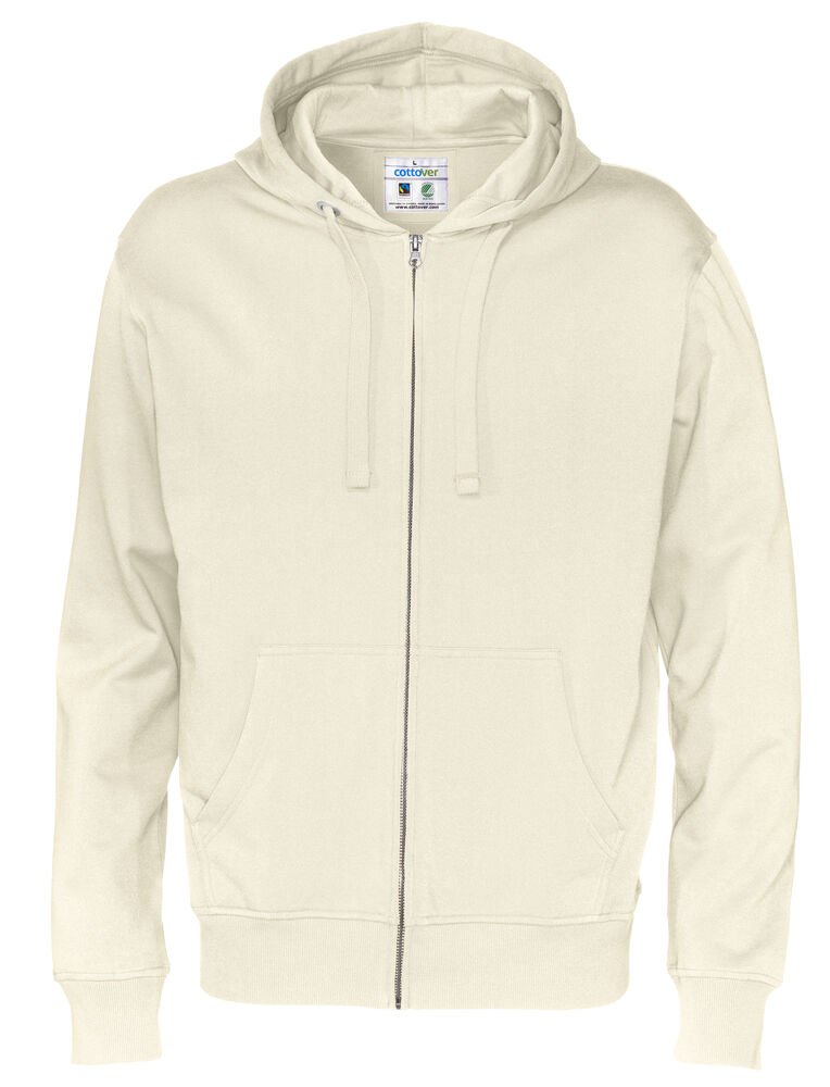 HOODIE FULL ZIP MAN - GOTS GECERTIFICEERD — Gebroken Wit