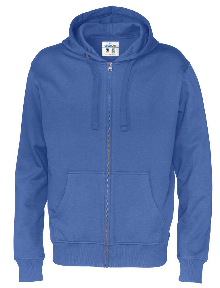 HOODIE FULL ZIP MAN - GOTS GECERTIFICEERD — Koninklijk Blauw