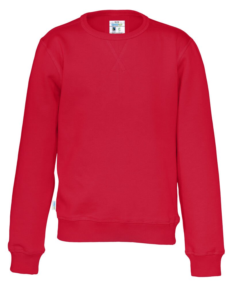 SWEATER CREW NECK KID - GOTS GECERTIFICEERD — Rood
