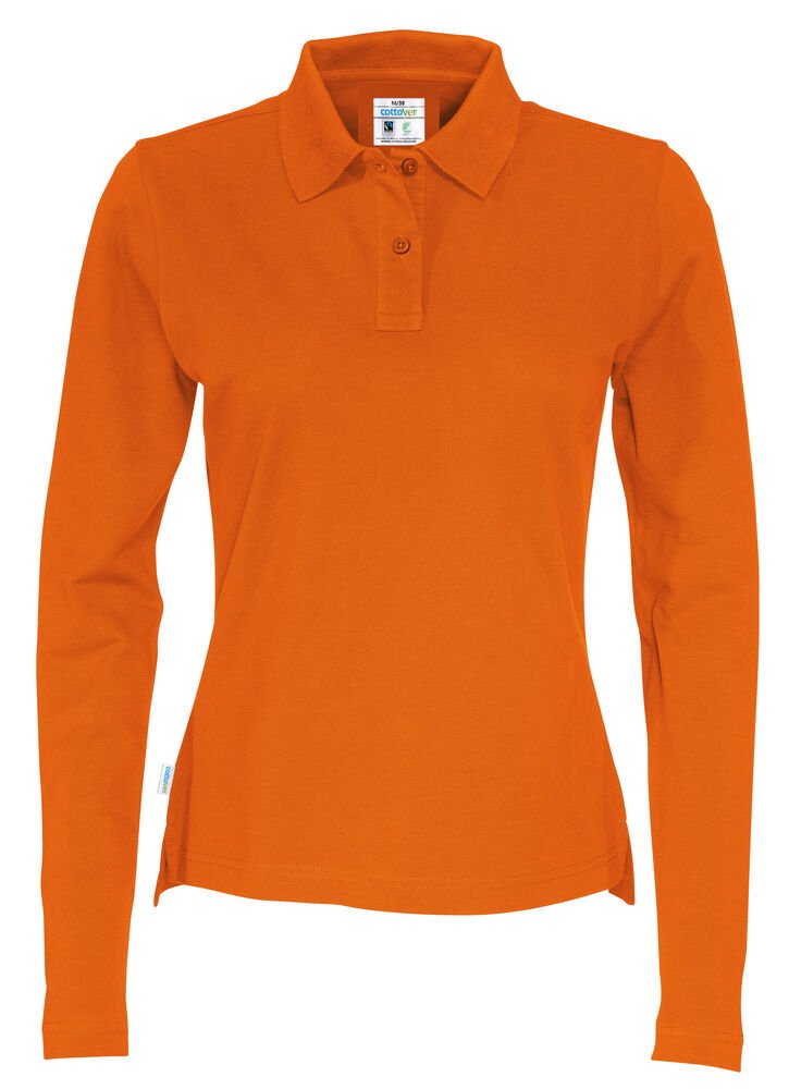 POLO PIQUE LONG SLEEVE LADY - GOTS GECERTIFICEERD — Oranje