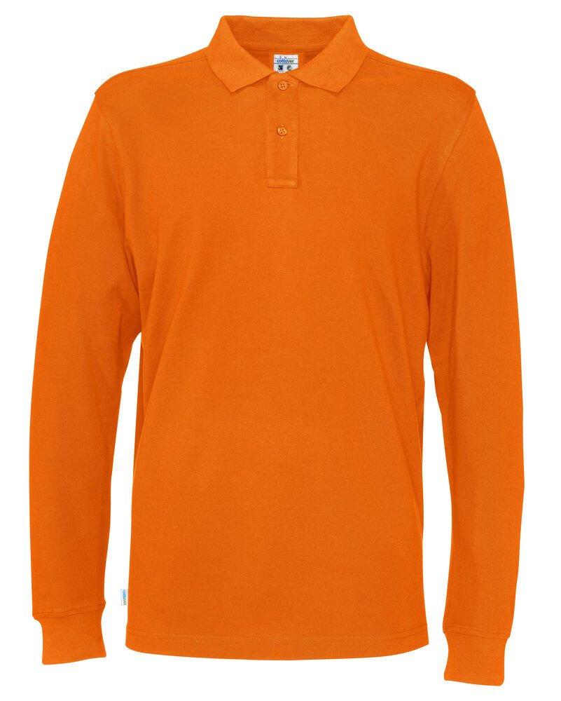 POLO PIQUE LONG SLEEVE MAN - GOTS GECERTIFICEERD — Oranje