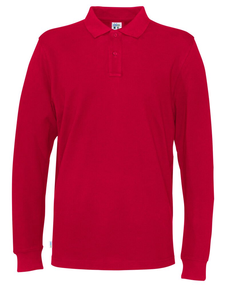 POLO PIQUE LONG SLEEVE MAN - GOTS GECERTIFICEERD — Rood