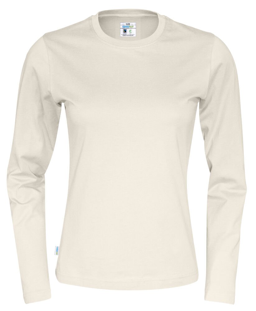 T-SHIRT LONG SLEEVE LADY - GOTS GECERTIFICEERD — Gebroken Wit
