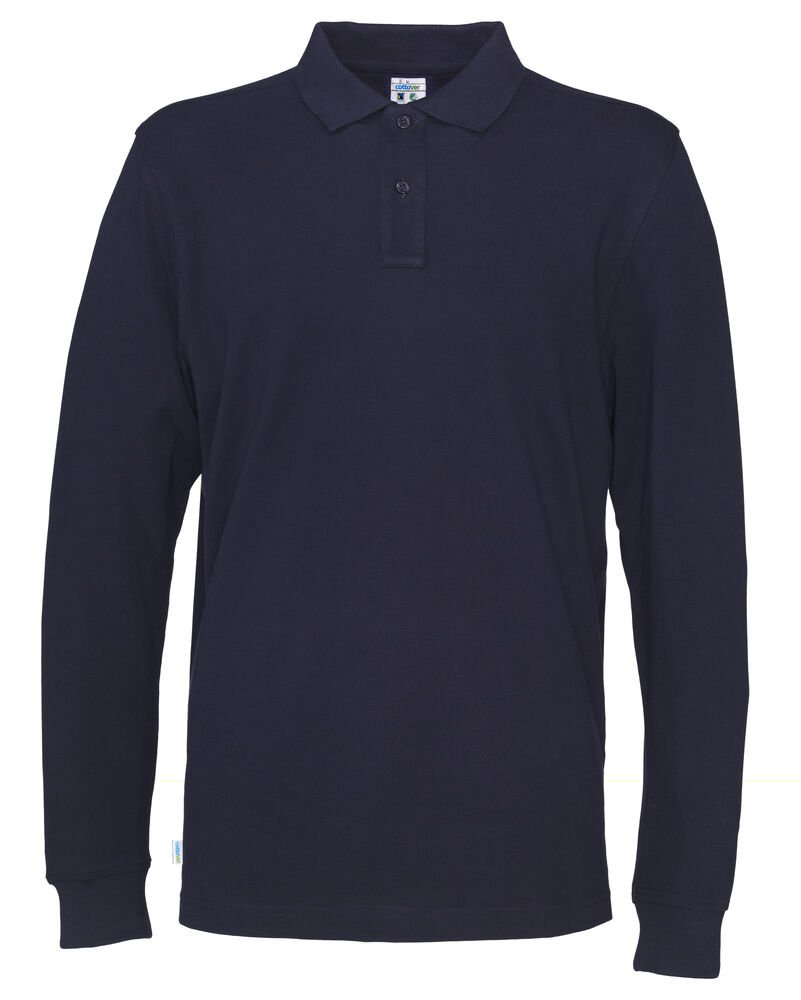 POLO PIQUE LONG SLEEVE MAN - GOTS GECERTIFICEERD — Marine