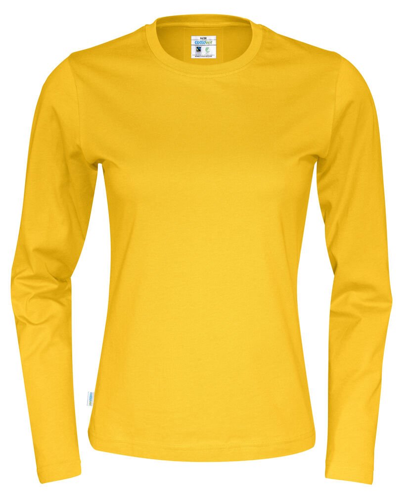 T-SHIRT LONG SLEEVE LADY - GOTS GECERTIFICEERD — Geel