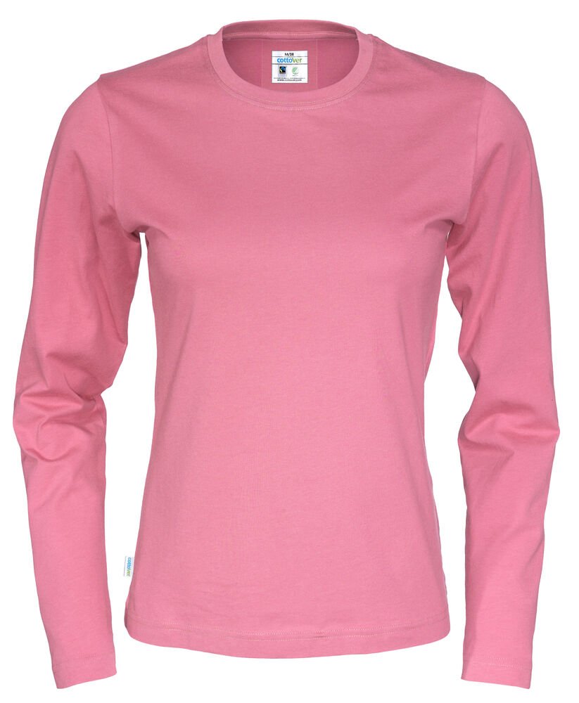 T-SHIRT LONG SLEEVE LADY - GOTS GECERTIFICEERD — Roze