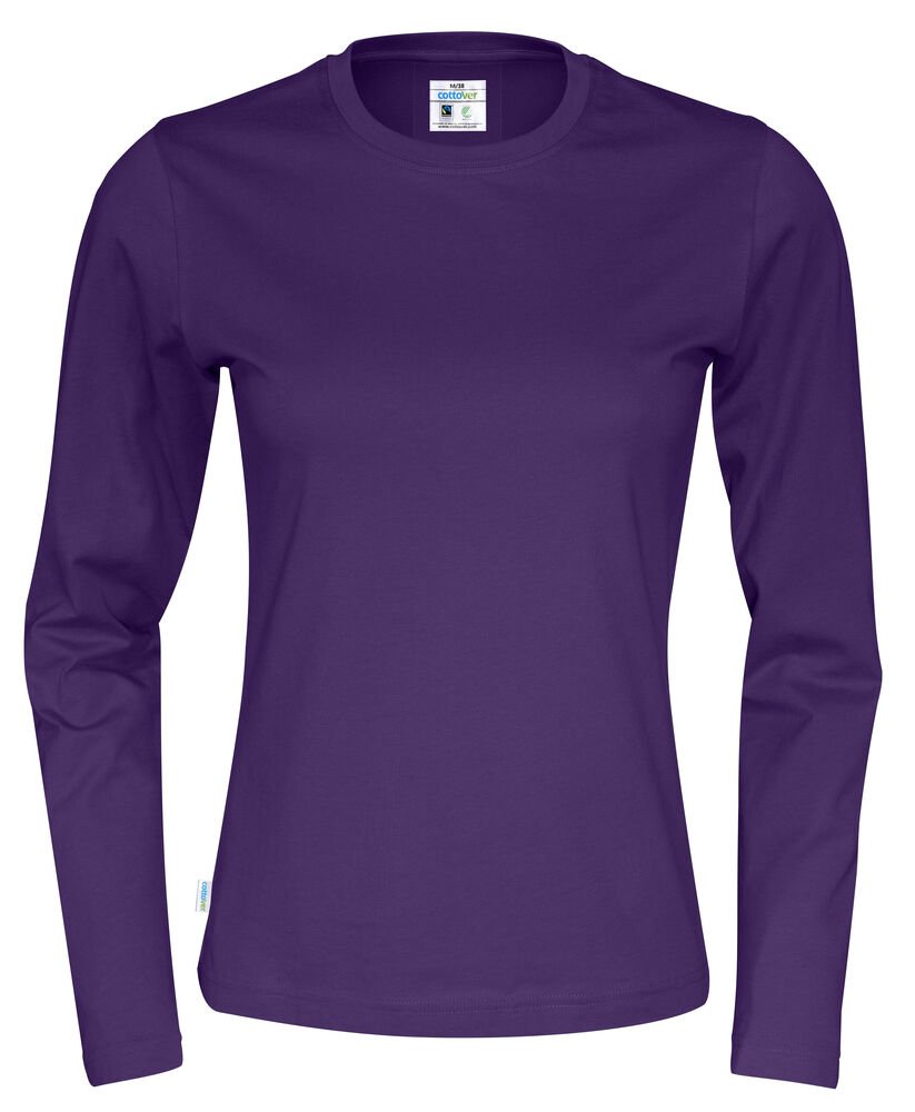 T-SHIRT LONG SLEEVE LADY - GOTS GECERTIFICEERD — Paars