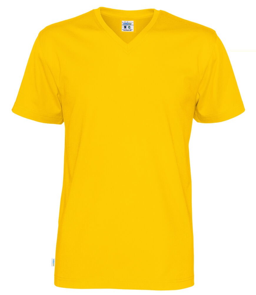 T-SHIRT V-NECK MAN - GOTS GECERTIFICEERD — Geel
