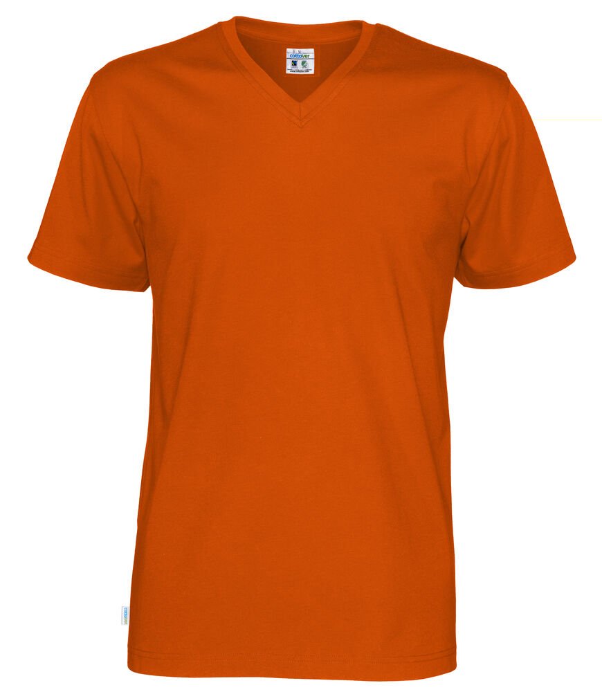 T-SHIRT V-NECK MAN - GOTS GECERTIFICEERD — Oranje