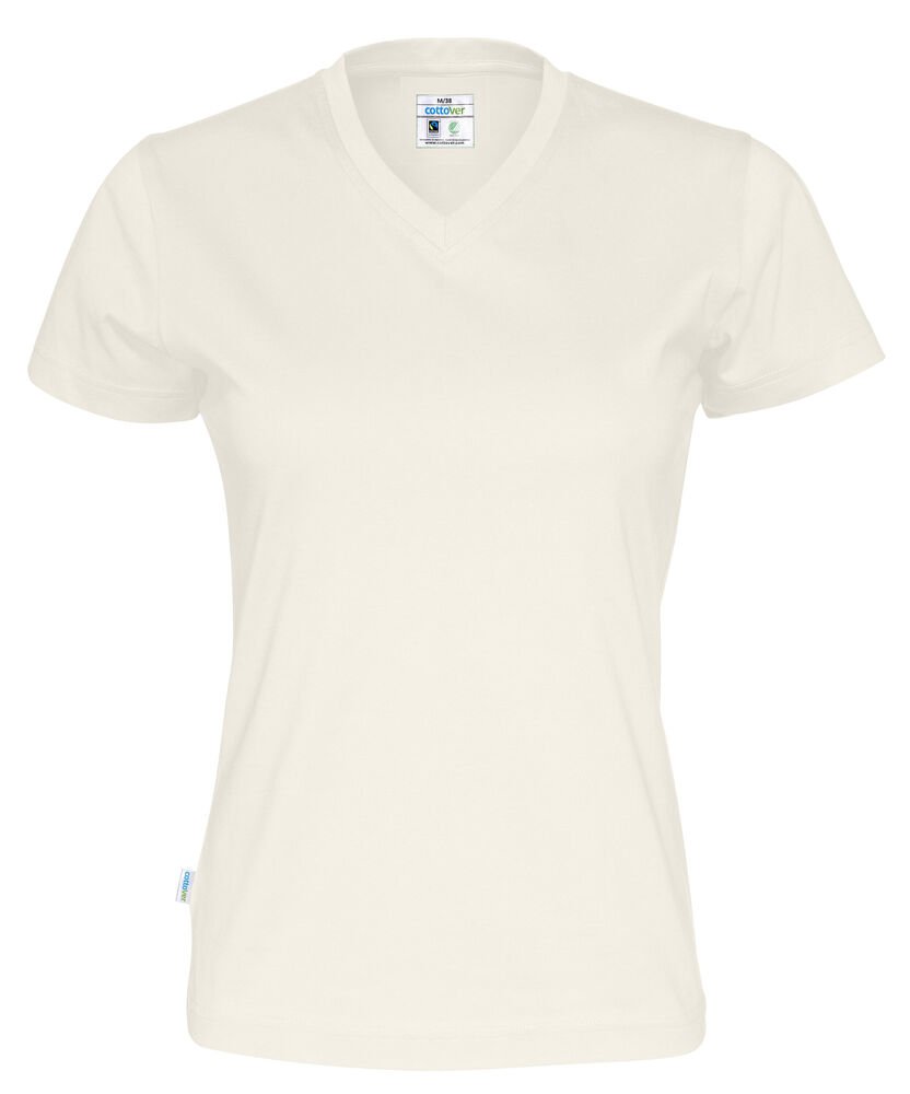 T-SHIRT V-NECK LADY - GOTS GECERTIFICEERD — Gebroken Wit