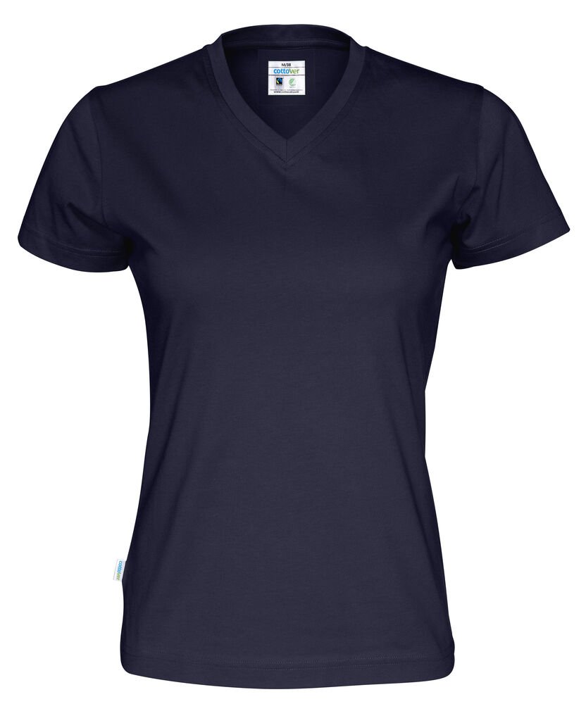 T-SHIRT V-NECK LADY - GOTS GECERTIFICEERD — Marine