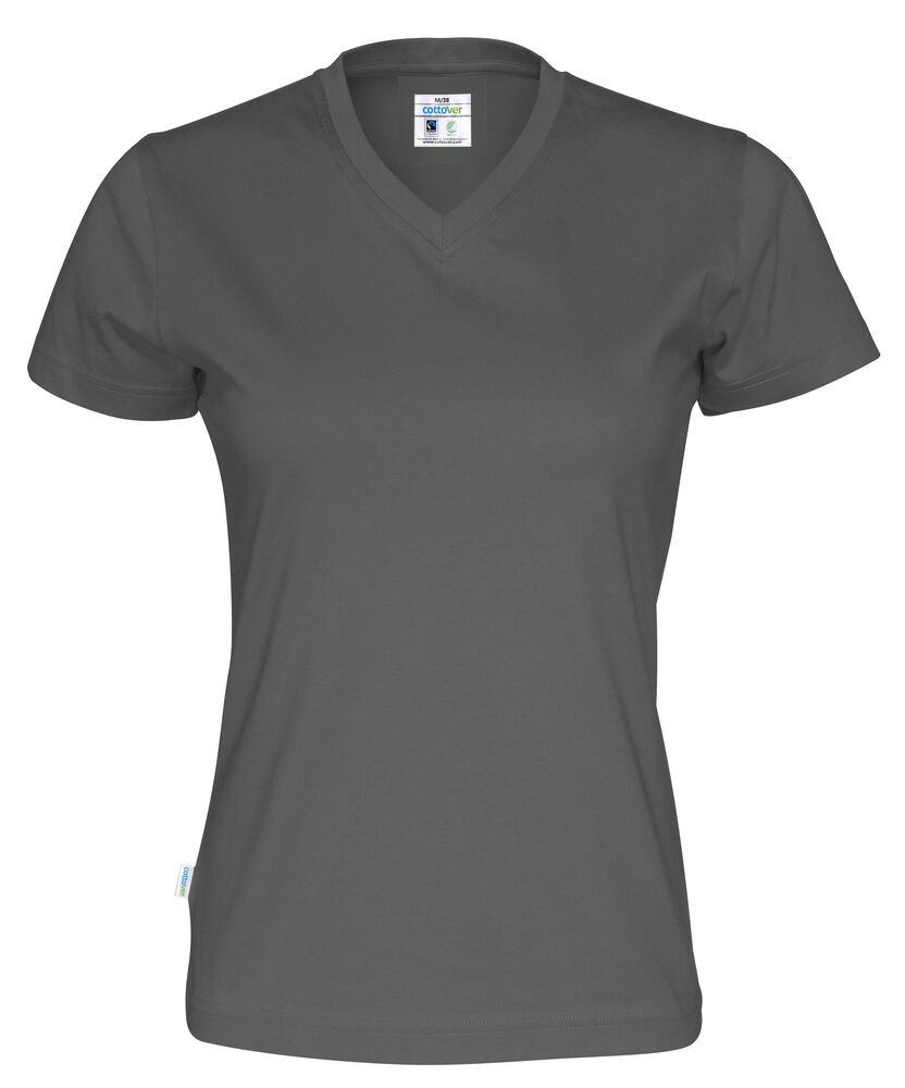 T-SHIRT V-NECK LADY - GOTS GECERTIFICEERD — Antraciet