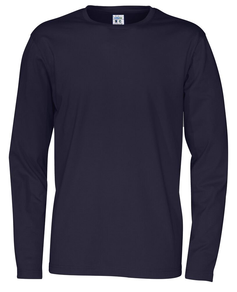 T-SHIRT LONG SLEEVE MAN - GOTS GECERTIFICEERD — Marine