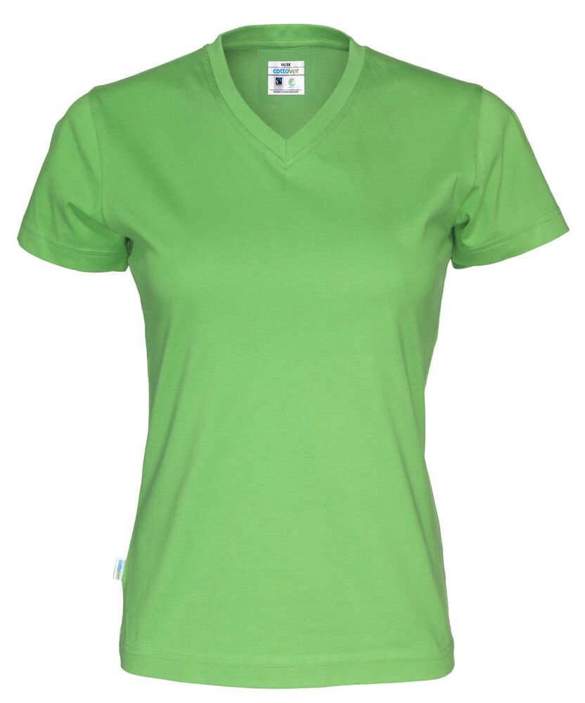 T-SHIRT V-NECK LADY - GOTS GECERTIFICEERD — Groen