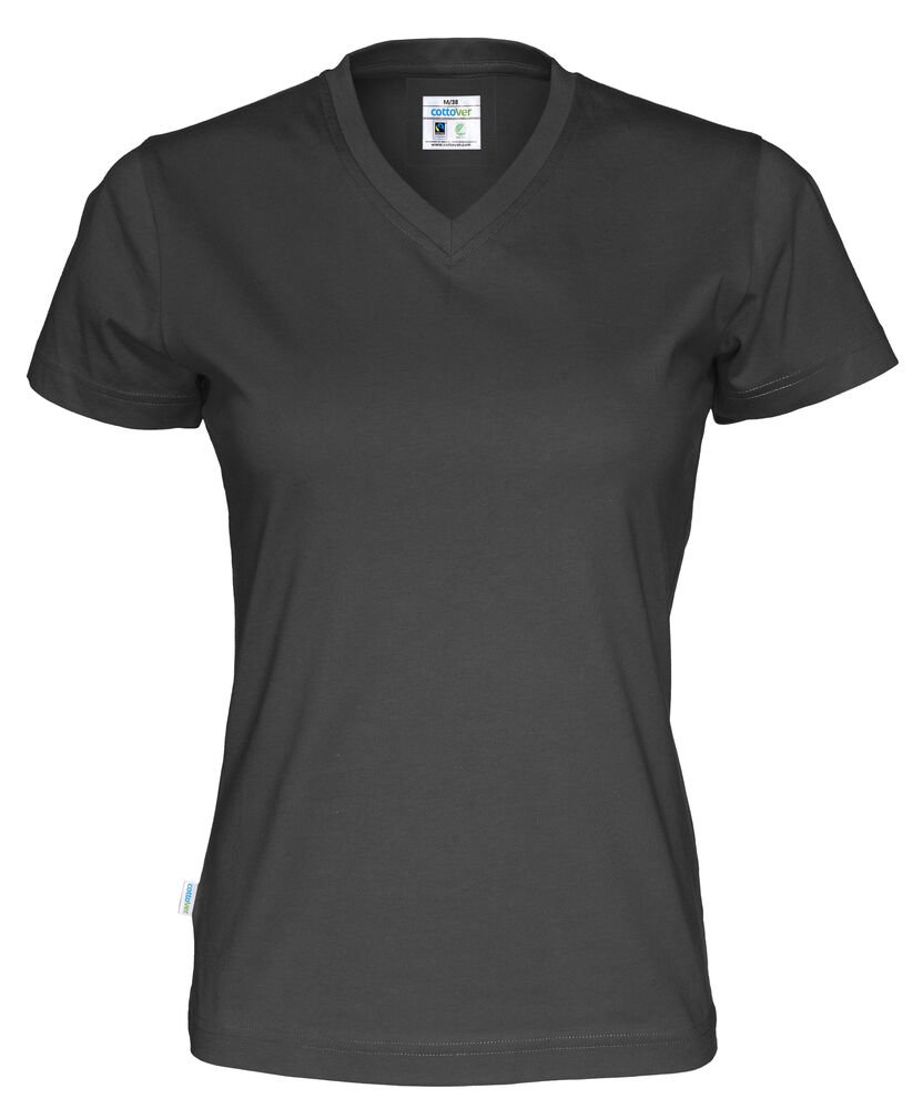 T-SHIRT V-NECK LADY - GOTS GECERTIFICEERD — Zwart