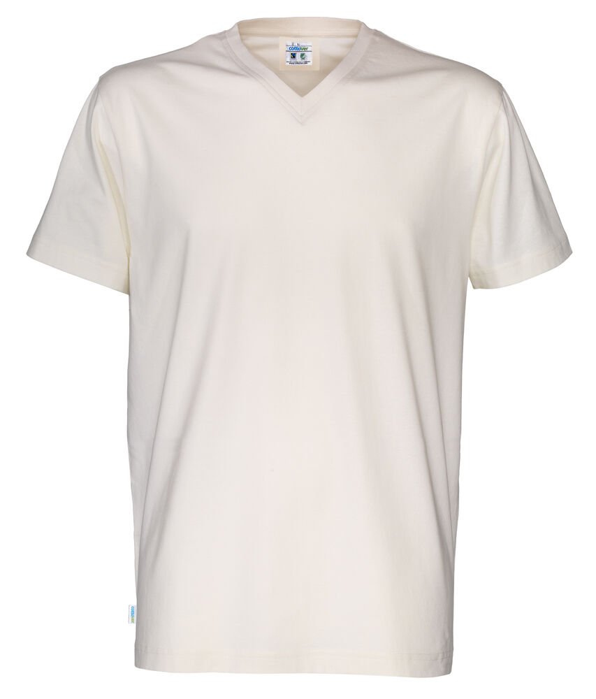 T-SHIRT V-NECK MAN - GOTS GECERTIFICEERD — Gebroken Wit