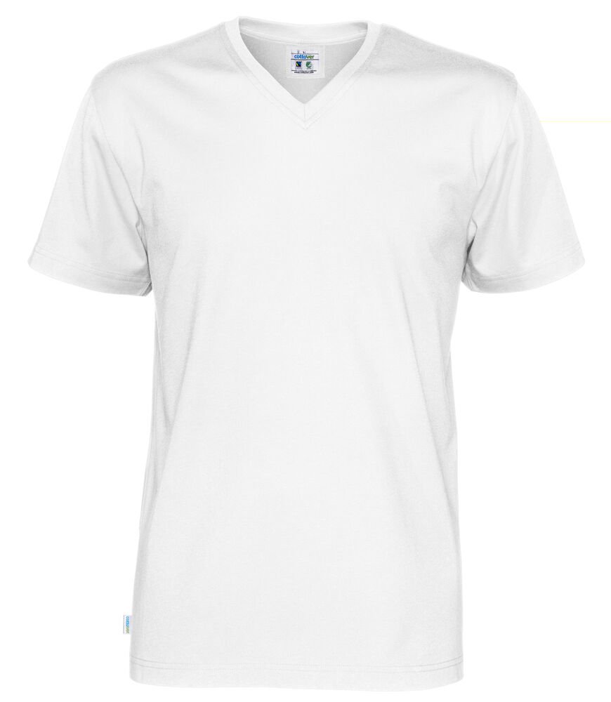 T-SHIRT V-NECK MAN - GOTS GECERTIFICEERD — Wit