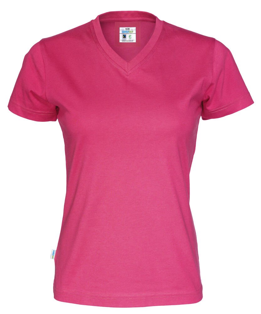 T-SHIRT V-NECK LADY - GOTS GECERTIFICEERD — Kersrood
