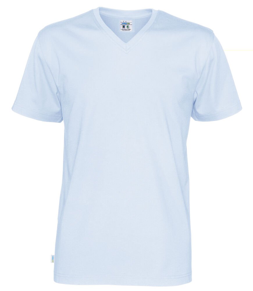 T-SHIRT V-NECK MAN - GOTS GECERTIFICEERD — Hemelsblauw