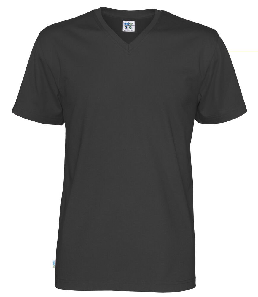 T-SHIRT V-NECK MAN - GOTS GECERTIFICEERD — Zwart