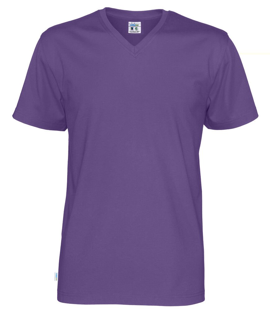 T-SHIRT V-NECK MAN - GOTS GECERTIFICEERD — Paars