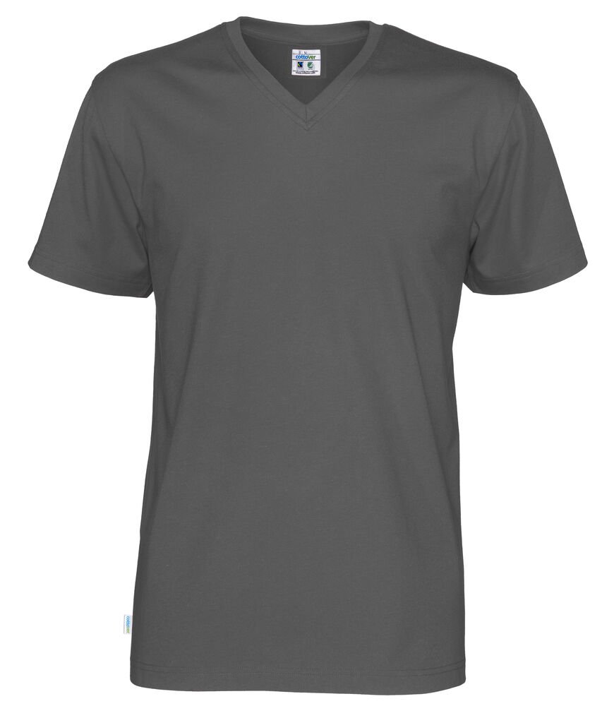 T-SHIRT V-NECK MAN - GOTS GECERTIFICEERD — Antraciet