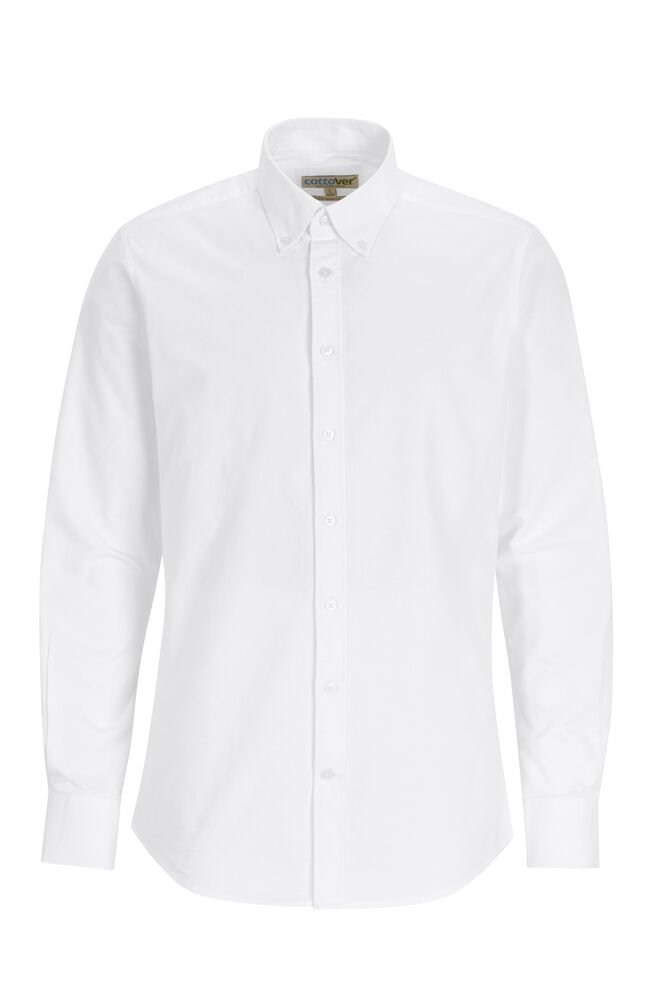 Hemd Oxford Slim Fit Heren Gots Gecertificeerd — Wit
