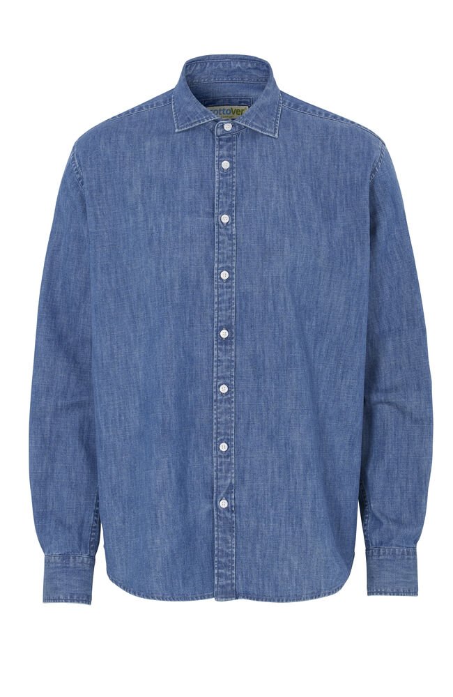 DENIM SHIRT COMFORT MAN - GOTS GECERTIFICEERD — Denim Blauw