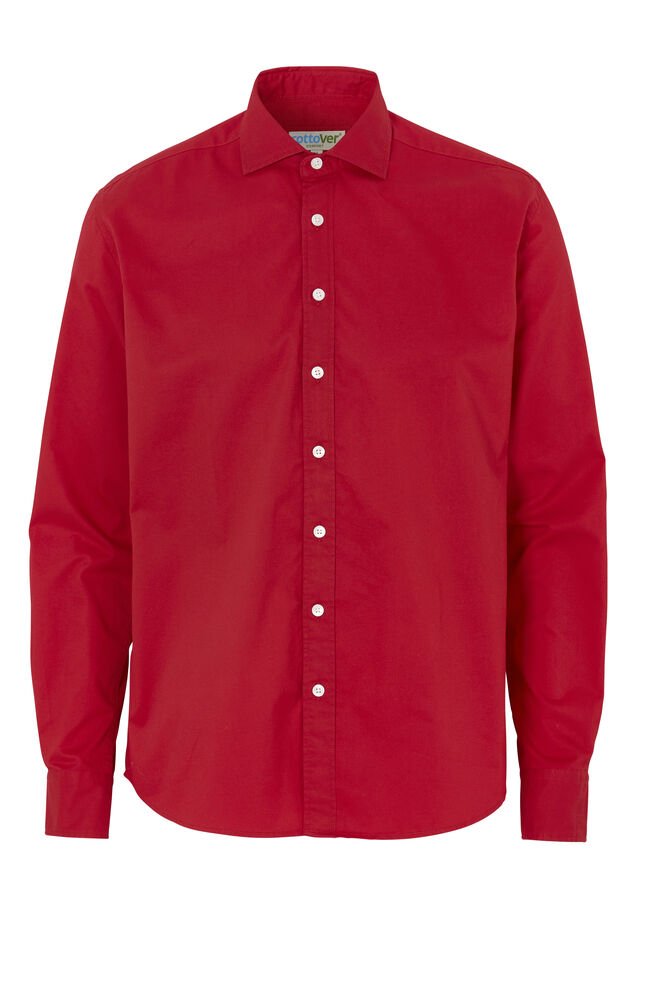 SHIRT TWILL COMFORT MAN - GOTS GECERTIFICEERD — Rood