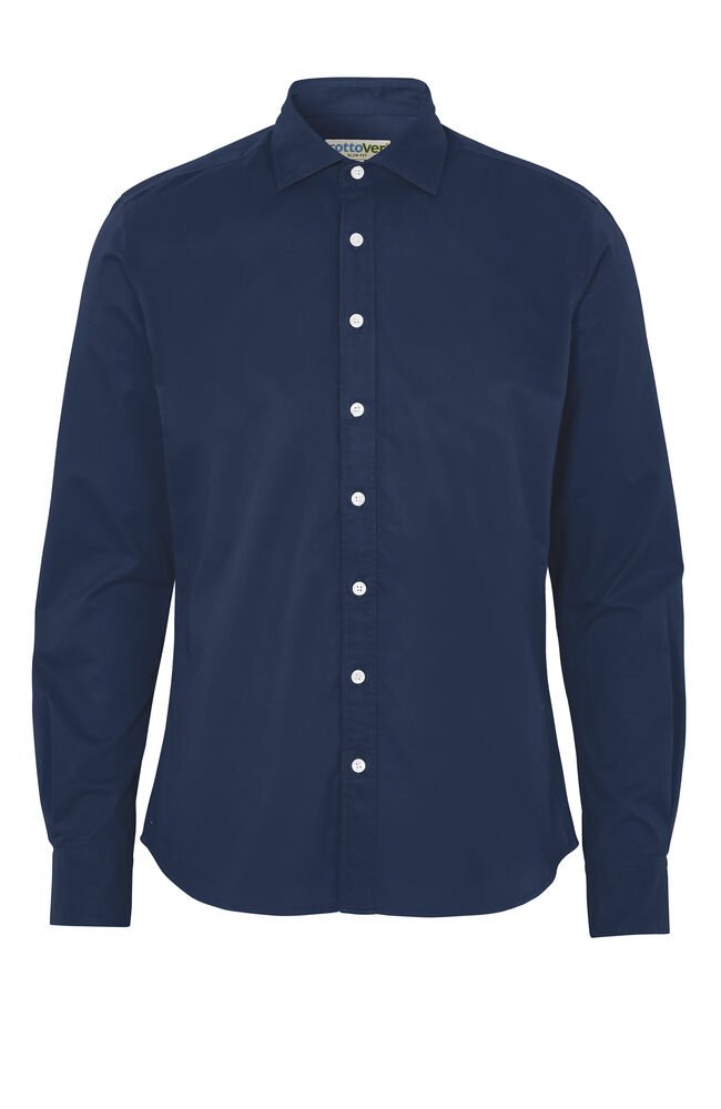 SHIRT TWILL SLIM FIT MAN - GOTS GECERTIFICEERD — Marine