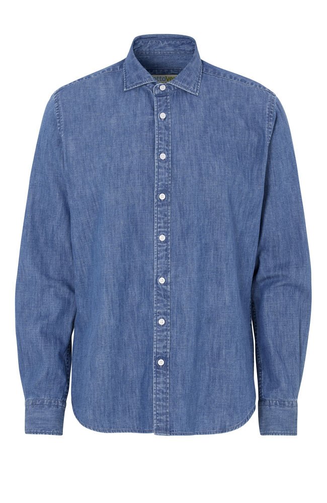 SHIRT DENIM SLIM FIT MAN - GOTS GECERTIFICEERD — Denim Blauw