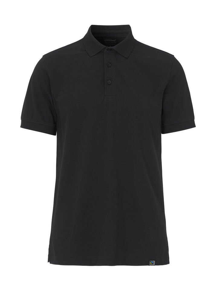 STRETCH POLO PIQUE MEN - GOTS GECERTIFICEERD — Zwart