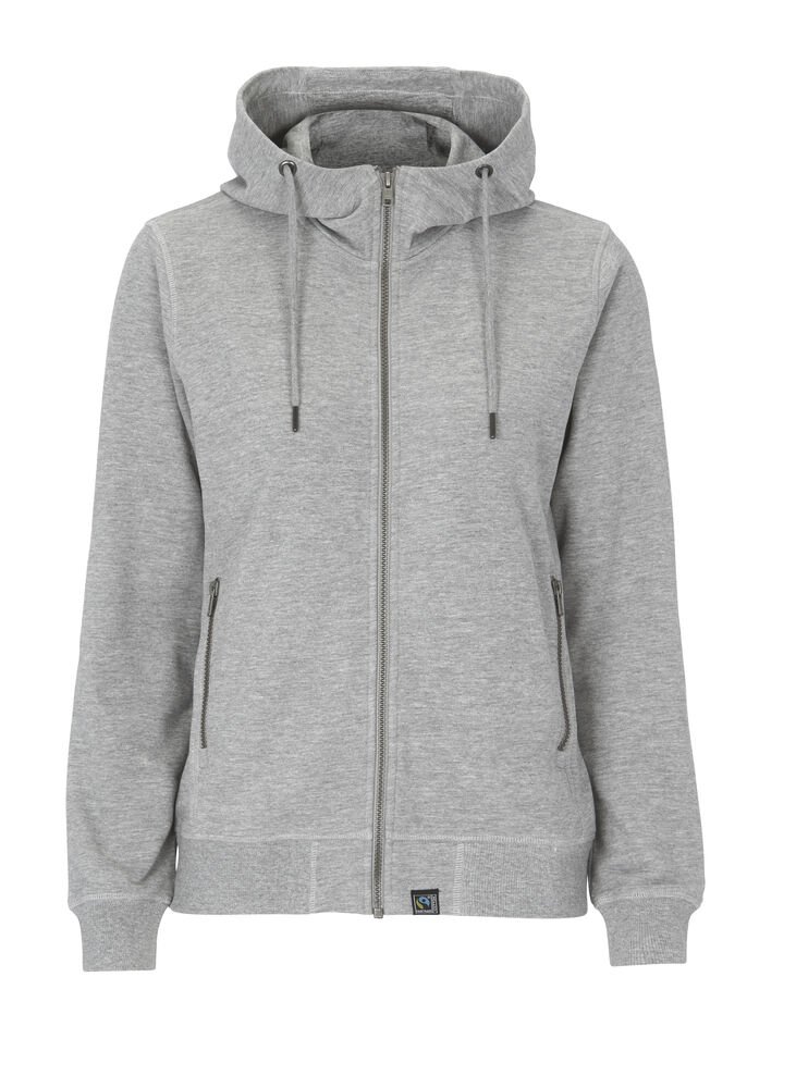 F. TERRY FULL ZIP HOOD LADY - GOTS GECERTIFICEERD — Grijs Mêlée