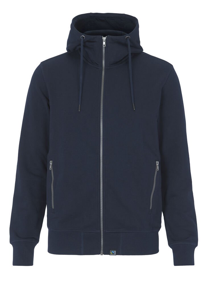 F. TERRY FULL ZIP HOOD MEN - GOTS GECERTIFICEERD — Marine