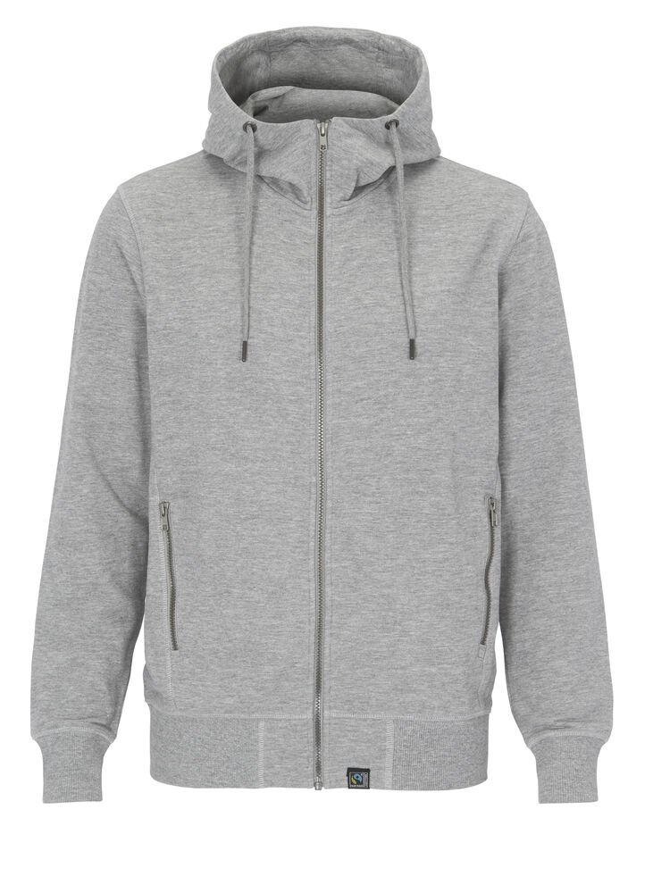 F. TERRY FULL ZIP HOOD MEN - GOTS GECERTIFICEERD — Grijs Mêlée
