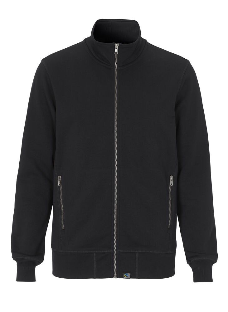 SWEATSHIRT FULL ZIP MAN - GOTS GECERTIFICEERD — Zwart