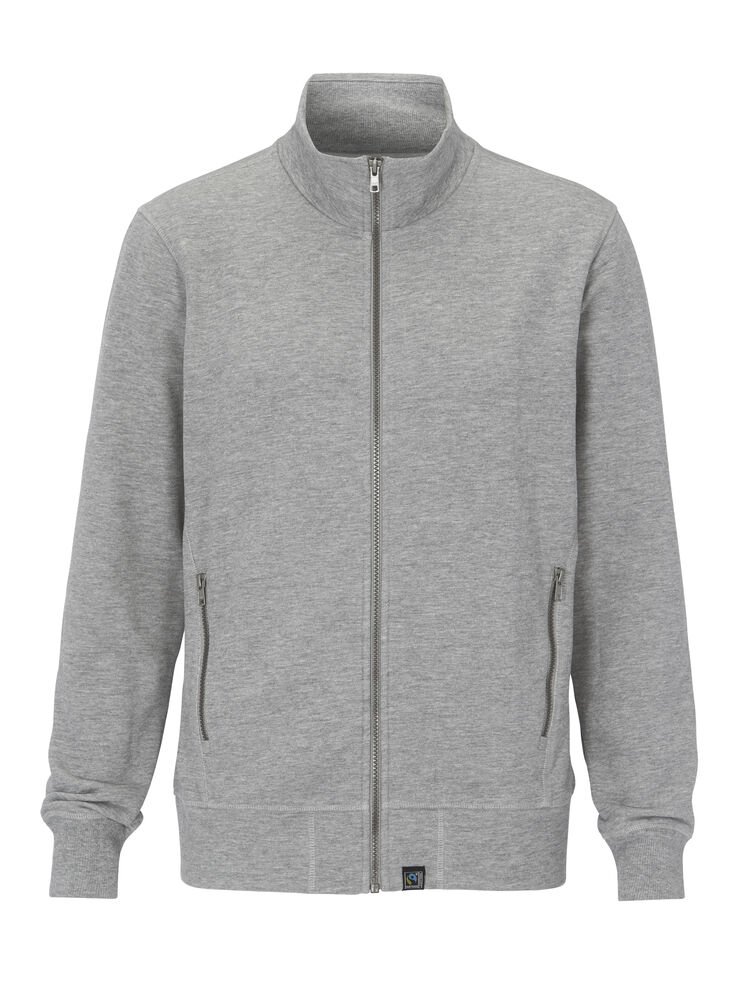 SWEATSHIRT FULL ZIP MAN - GOTS GECERTIFICEERD — Grijs Mêlée