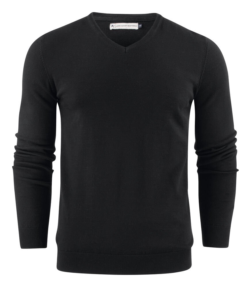 Ashland V Gebreide Sweater Heren — Zwart