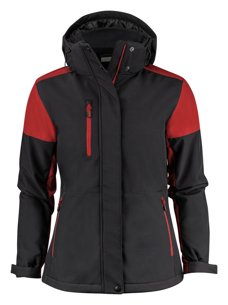 Prime Padded Softshell Jas Dames — Zwart/Rood