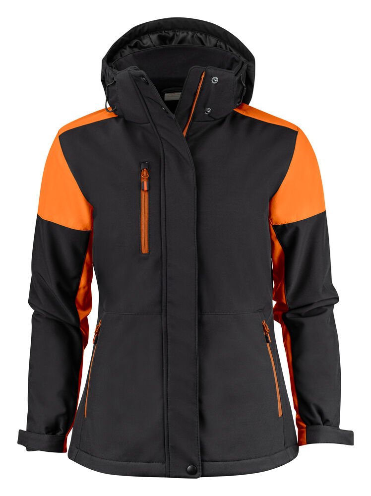 Prime Padded Softshell Jas Dames — Zwart/Oranje