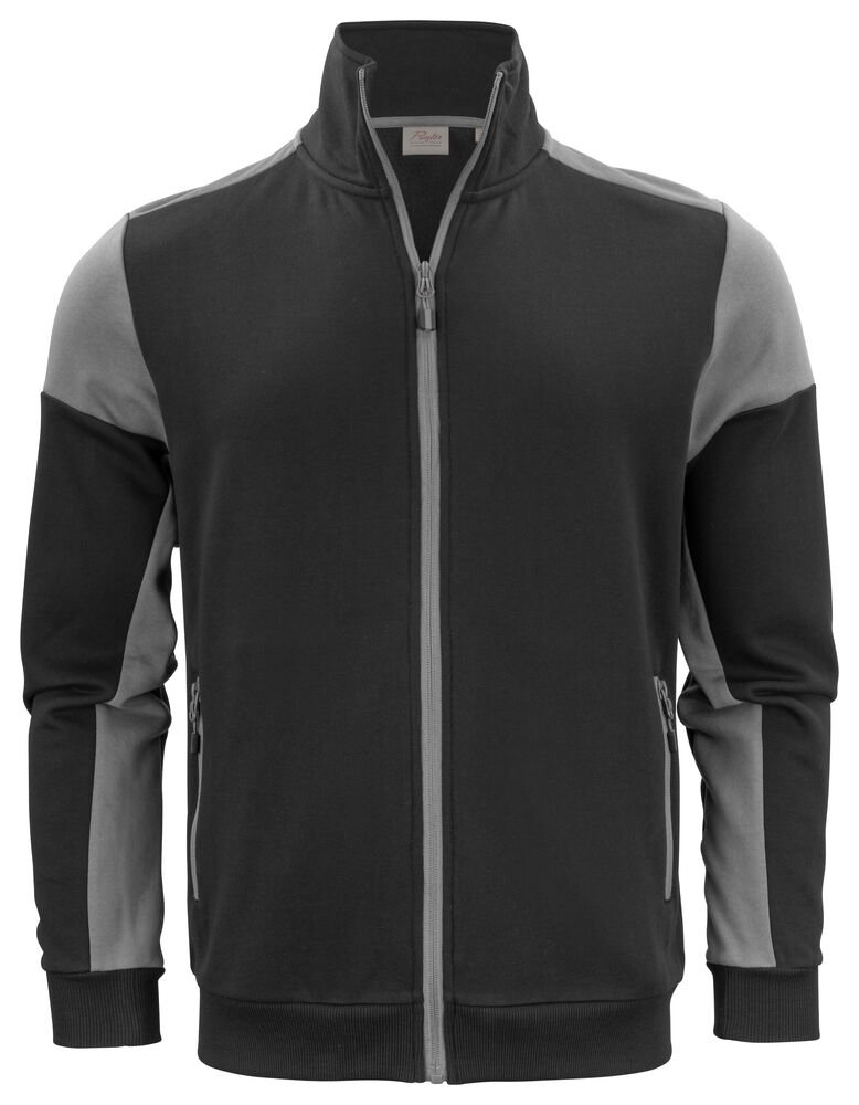 Prime Sweater Volledige Rits Heren — Zwart/Staalgrijs