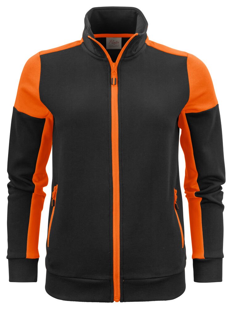 Prime Sweater Volledige Rits Dames — Zwart/Oranje